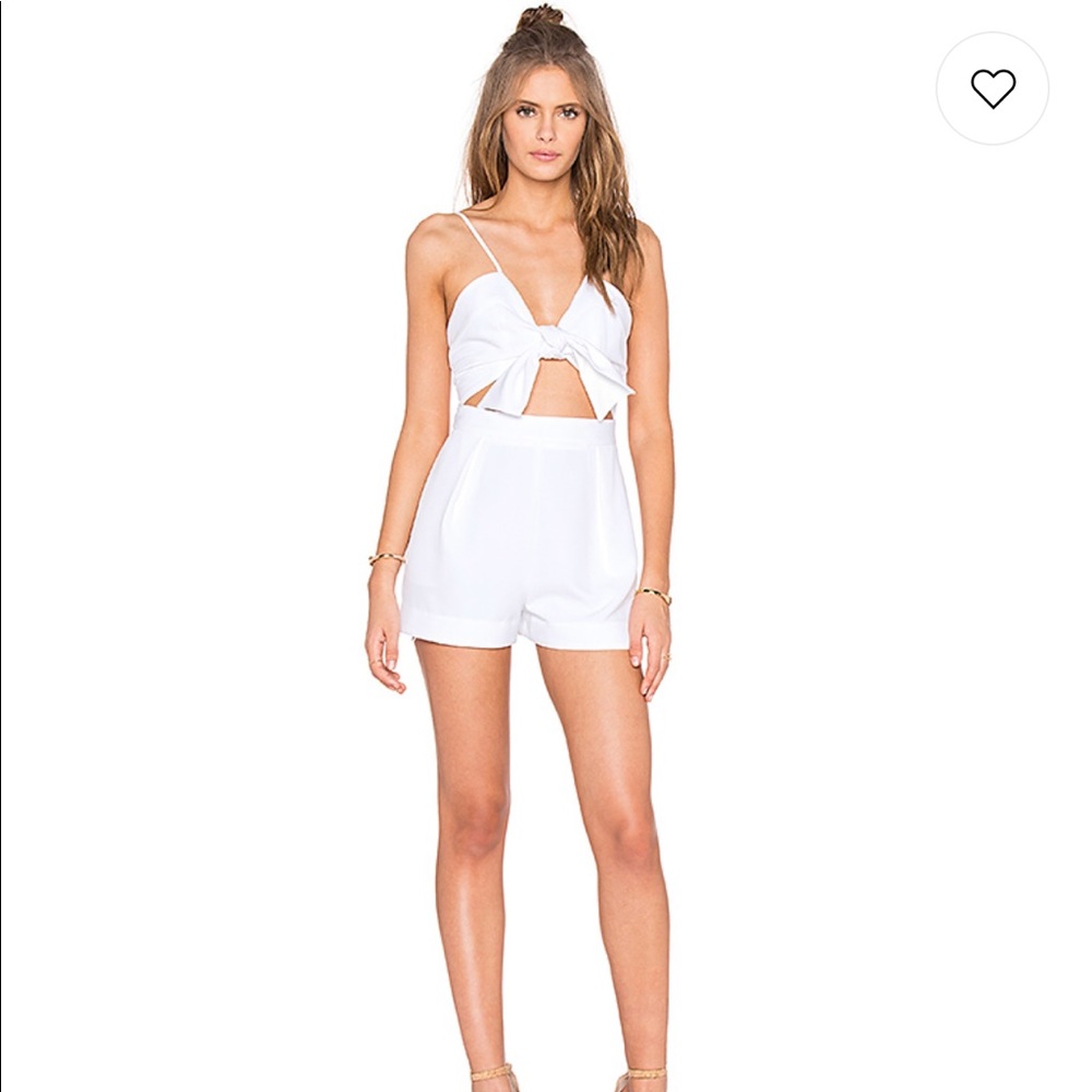 Kendall and Kylie Tie front romper in white